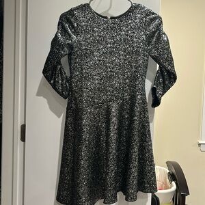 Zoe Ltd Silver-Black Sparkle Fit and Flare Dress